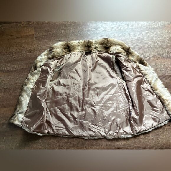 WOODLAND faux fur cashmere acrylic vest chic fall winter sz L women’s brown tan - Picture 5 of 13